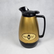 Vintage Thermo Serv 1970s Insulated Plastic Coffee Carafe Pitcher Black Gold  - £19.09 GBP