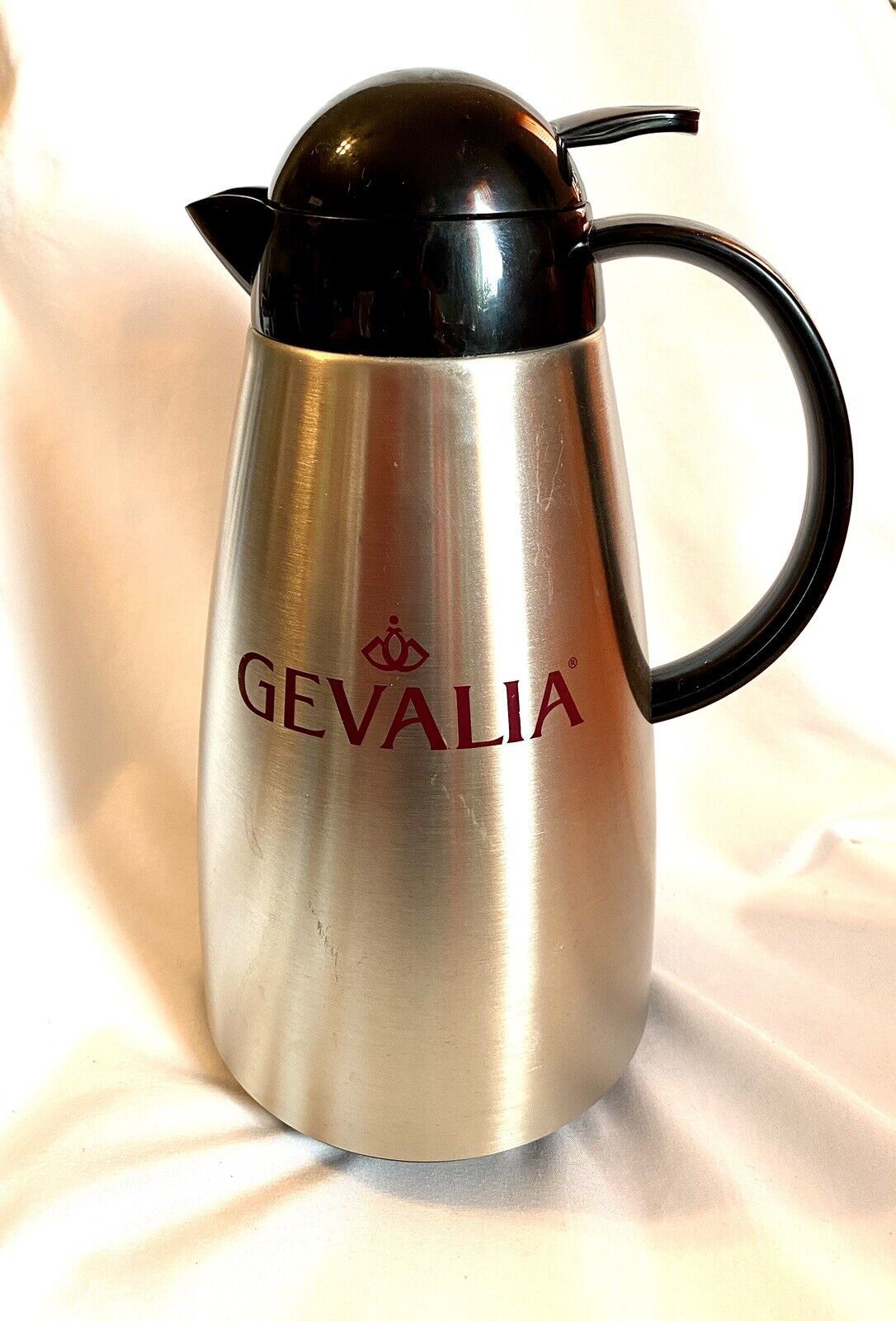 Gevalia Coffee Carafe Thermos 11 in Tall Stainless 1 Qt Keeps Beverages Hot Cold - £9.57 GBP