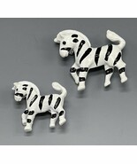 Vintage Gerrys Enamel Zebras Zebra Brooches Brooch Pin Running White Bla... - $36.13 CAD