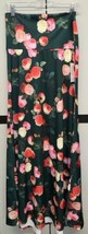 NWT LULAROE Medium Deep Green Coral Pink Pale Yellow Floral Scuba Maxi Skirt - £39.44 GBP