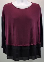 L) APT 9 Woman Layered Burgundy Red Blouse Shirt 1X - £7.84 GBP