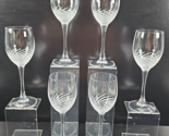 (6) Cristal D&#39;Arques Spirale Mate Wine Glasses Set Clear Cut Swirls Stem... - $78.87