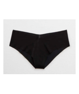 American Eagle Aerie No Show Cheeky Panties LARGE Solid Black Silky New - $288.23 MXN