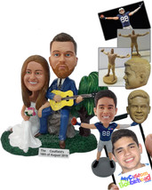 Personalized Bobblehead Man Sitting On A Rock Holding Guitar Playing For His Wif - £190.80 GBP