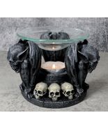 Nosferatu Gothic Vampire Gargoyles With Skulls Votive Candle Heat Oil Wa... - $50.16 CAD