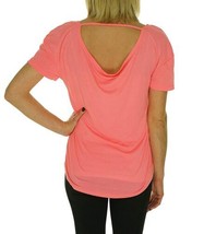 allbrand365 designer Womens Draped Cutout Back Tee Color Neon Punch Size L - £17.52 GBP