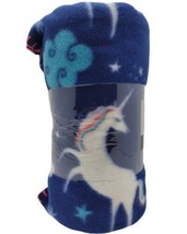 Fleece Unicorn &amp; Stars Throw 50&quot; x 60&quot; Blanket - £23.93 GBP