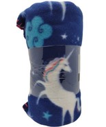 Fleece Unicorn &amp; Stars Throw 50&quot; x 60&quot; Blanket - £23.52 GBP
