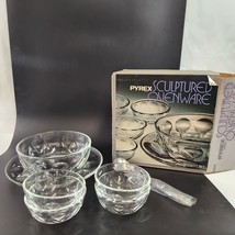 Pyrex Sculptured Ovenware Clear Glass Dessert Bowl Set Original Box Unus... - $48.37