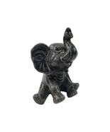 Vintage Gray Elephant Figurine w Trunk Up 6.5 in Animal - $166.62 MXN