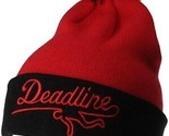 Deadline Negro Rojo Acrílico SPORTS Logo Pom Gorro Sombrero de Esquí de ... - $19.99
