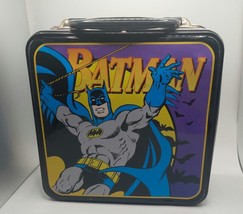 VTG Batman Metal Tin Tote Pail Handle Box DC Comic 7.5 x 9.5H - £6.33 GBP