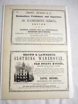 1853 Ad Brown &amp; Lawrence, Men&#39;s Clothing Warehouse, Boston - £7.85 GBP