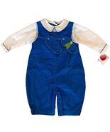Petit Ami Corduroy Bubble Romper 6M Embroidered Slipper Patches Peter Pa... - $22.99
