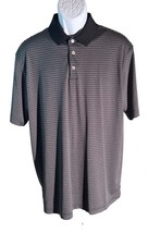 WALTER HAGEN Men&#39;s Short Sleeve Button Down Golf Polo Shirt Black &amp; Gray XL - £11.59 GBP