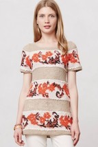Nwt Anthropologie Banded Bouquets Tunic Top Sweater By Knitted &amp; Knotted M - £40.17 GBP