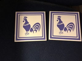 2 Rooster Chicken Poultry Barnyard Farm Ceramic Tiles 6&quot; Square - £11.27 GBP