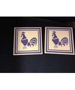 2 Rooster Chicken Poultry Barnyard Farm Ceramic Tiles 6&quot; Square - €12,93 EUR