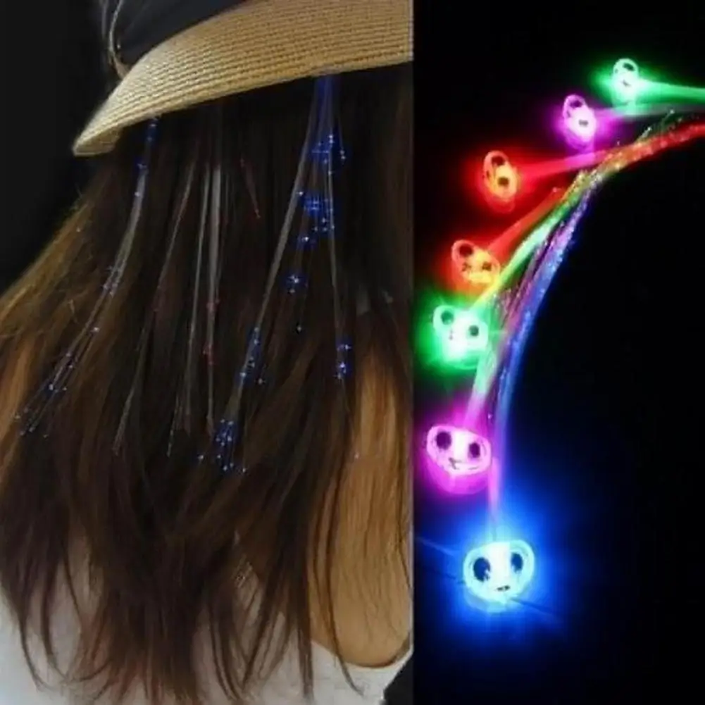 Play 1PCS LED Hairpin Hair Braid Light Up Braid Luminous Fiber Optic Hairpin Dec - £23.17 GBP