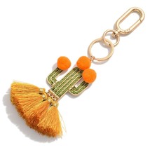 Mustard Orange Green Tassel Pom Pom Cactus Keychain Bag Purse Charm - €11,86 EUR