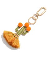 Mustard Orange Green Tassel Pom Pom Cactus Keychain Bag Purse Charm - $19.22 CAD