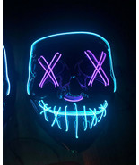 Light up Halloween Mask Purge EL Wire LED Glow Mask Purple Blue - $243.19 MXN