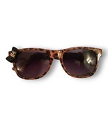 Women&#39;s Brown Animal Print Square Black Bow Detail Sunglasses - £14.54 GBP