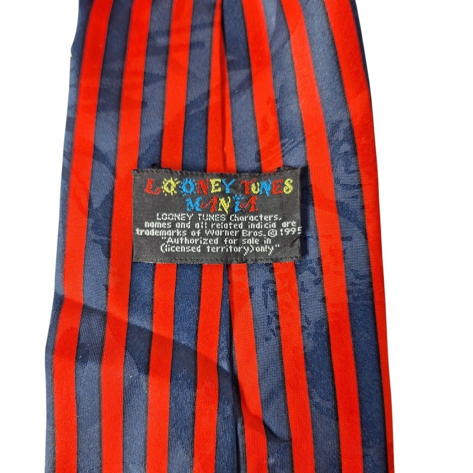Vintage 1995 Looney Tunes Mania Striped Bugs Daffy Taz Novelty Polyester Necktie Item image 6