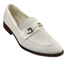 LA MILANO Shoes Lauren White Linen and Leather Loafers Men&#39;s 12M - £35.27 GBP