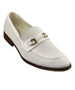 LA MILANO Shoes Lauren White Linen and Leather Loafers Men&#39;s 12M - £35.39 GBP