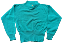 Vintage EIR Sports Sun Valley Ski Knit Sweater Ladies Large Teal Blue Hong Kong - £32.04 GBP