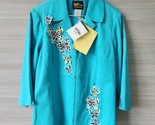 Bob Mackie Wearable Art Teal Blue Butterfly Zip Blazer Jacket New Womens... - $49.49