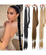 synthetic Braided ponytail Hairpieces with elastic rubber band Heat-resi... - £31.44 GBP