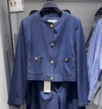 ZARA BNWT 2025. INDIGO DENIM SHORT JACKET BLAZER TOPSTITCHING. 1478/792/405 - $94.88