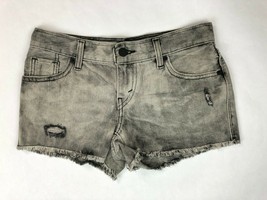 Levis Juniors Size 1 Gray Denim Acid Washed Distressed Daisy Short Shorts - £9.37 GBP