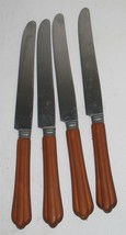 4 Vtg Stainless Steel Amber Orange Handles Replacement Dinner Knives Flatware - £14.79 GBP