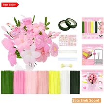Complete Pink Pipe Cleaners Flower Kit for DIY Floral Crafts in Soft Pas... - $36.58