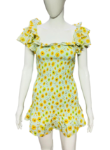 LoveShackFancy Women&#39;s Kodie Coral Green Smocked Floral Printed Mini Dress XS - £127.05 GBP