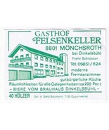 Matchbox Label Germany Gasthof Felsenkeller Monchsroth - £0.77 GBP