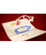 3D Pop Up Christmas Card, Holiday Card, Greeting Card, Reindeer, Santa Claus - £3.12 GBP