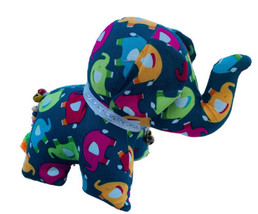 Elephant Plush Fabric Cloth Stuffed Animal Bead Tail Glitter Neck Ribbon w/Bell - £15.94 GBP