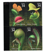 US 2001 VF  MNH Block of 4 Stamps Scott # 3531a &quot; Carnivorous Plants &quot; 3... - $1.11