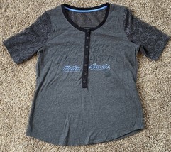 Harley Davidson Women’s Gray Lace Sleeves &amp; Shoulders Henley Shirt - Siz... - £10.86 GBP