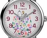 Timex Watch Women&#39;s Peanuts Floral 38mm Watch - Pink Strap White Dial - £51.07 GBP