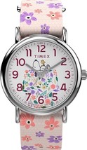Timex Watch Women&#39;s Peanuts Floral 38mm Watch - Pink Strap White Dial - £50.86 GBP