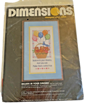 Cross Stitch Kit Dimensions Stamped Believe in Your Dreams 3053 Vintage 1985 NIP - £9.54 GBP