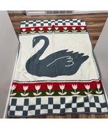 Vintage Vuteks Vukovar Reversible Swan Tulips Throw Blanket Yugoslavia 6... - $94.99