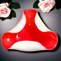 Wales Japan Red White Cased Glass Ashtray Dish Bowl MCM Vintage  - $28.05 CAD