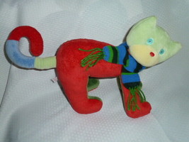 Russ Stuffed Plush Red Green Blue Yellow Kitty Cat Scarf 10&quot; - £86.83 GBP