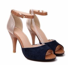Lady&#39;s Rome Sexy Hot Sandals Buckle Strap Fahion Wood Texture Peep Toe W... - £40.59 GBP